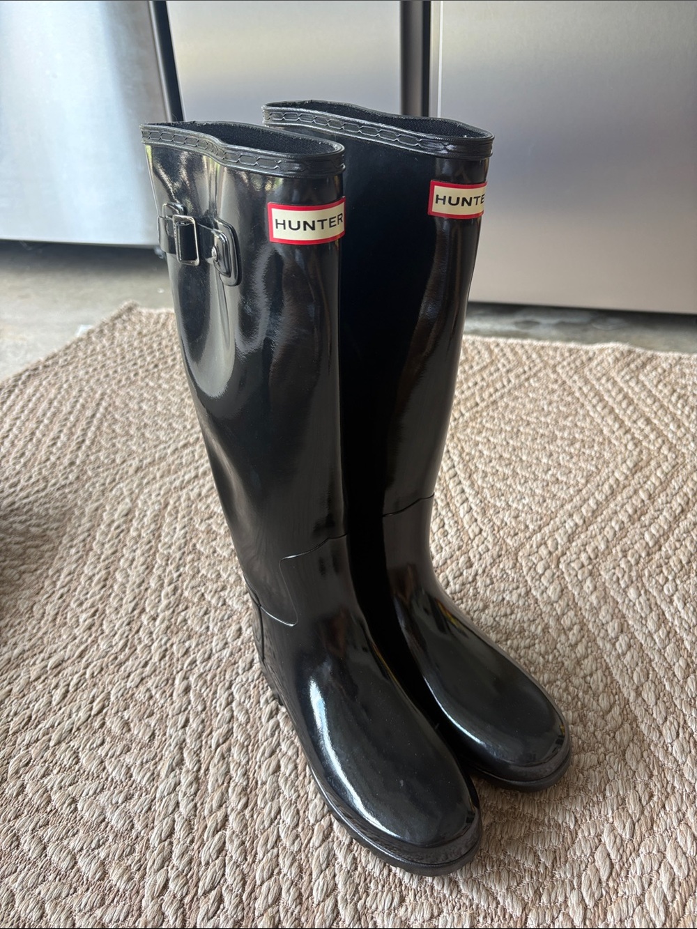 Hunter Refined Gloss Tall Black Rain Boots